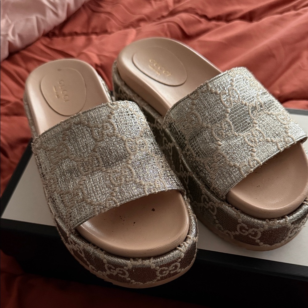 Gucci Women's Metallic Platform Slides